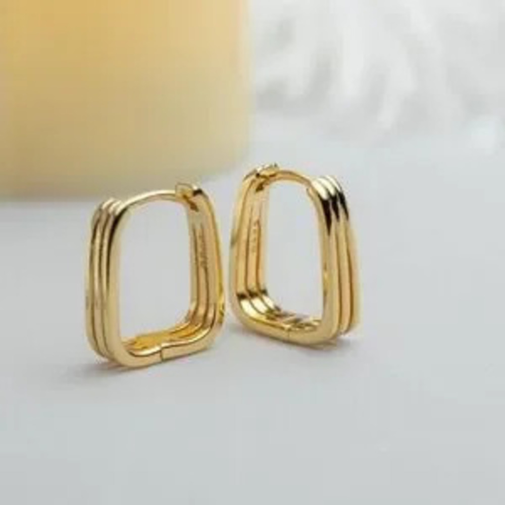 18k Gold Plated 925 Sterling Silver Chunky Hoop Earrings